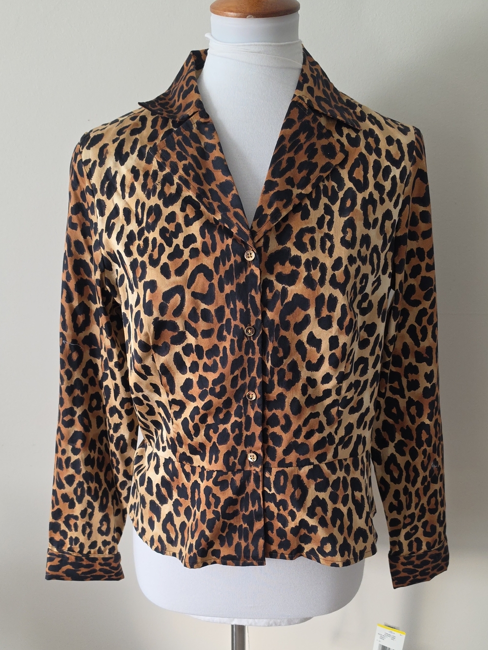 Jones New York Leopard Print Button-Front Women’s Blouse - Brown